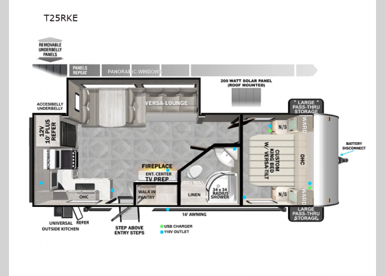 Floorplan - 2025 Wildwood T25RKE Travel Trailer