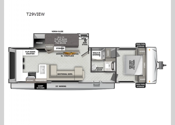 Floorplan - 2025 Wildwood T29VIEW Travel Trailer