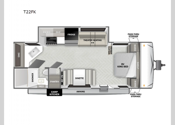 Floorplan - 2025 Wildwood T22FK Travel Trailer