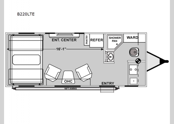 Floorplan - 2025 Blaze'n B220LTE Toy Hauler Travel Trailer