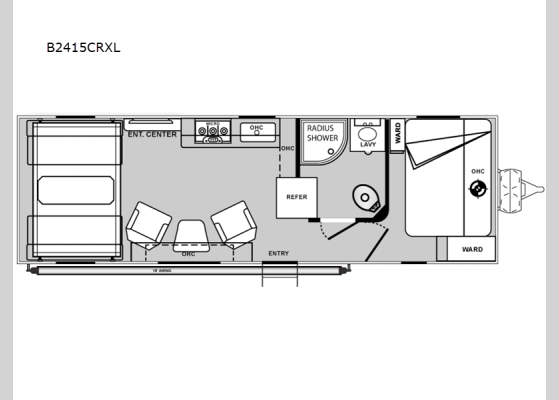 Floorplan - 2025 Blaze'n B2415CRXL Toy Hauler Travel Trailer