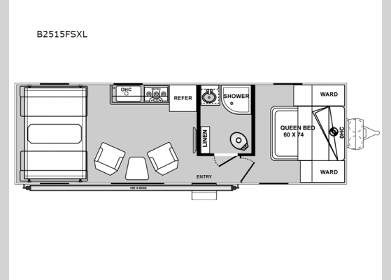 Floorplan - 2025 Blaze'n B2515FSXL Toy Hauler Travel Trailer