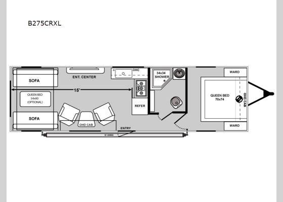 Floorplan - 2025 Blaze'n B275CRXL Toy Hauler Travel Trailer