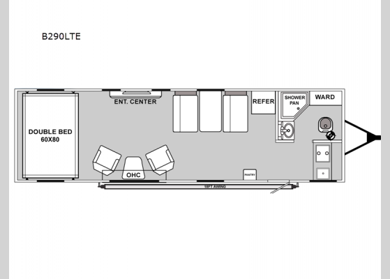 Floorplan - 2025 Blaze'n B290LTE Toy Hauler Travel Trailer