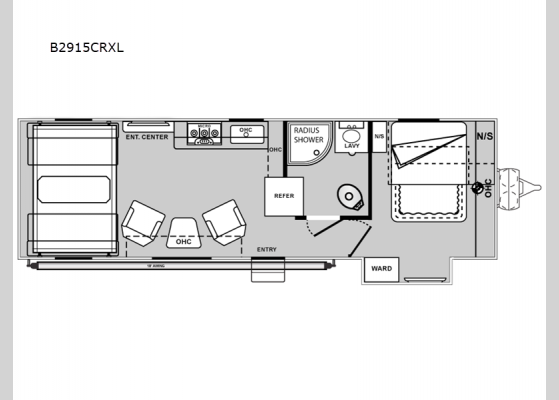 Floorplan - 2025 Blaze'n B2915CRXL Toy Hauler Travel Trailer