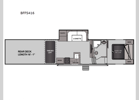 Floorplan - 2024 Blaze'n Limited BFFS416 Toy Hauler Fifth Wheel