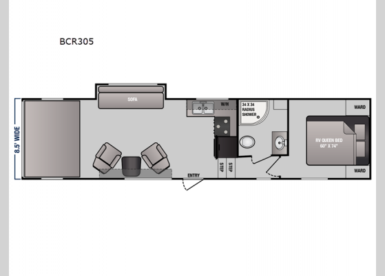 Floorplan - 2024 Blaze'n Limited BCR305 Toy Hauler Fifth Wheel