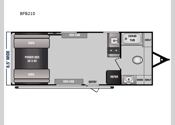 Floorplan - 2024 Blaze'n Limited BFB210 Toy Hauler Travel Trailer