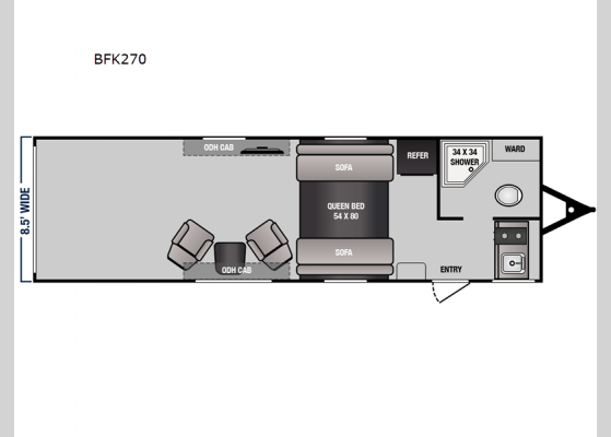 Floorplan - 2024 Blaze'n Limited BFK270 Toy Hauler Travel Trailer