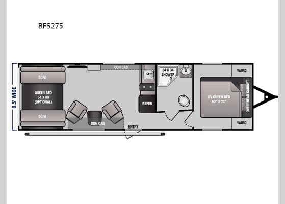 Floorplan - 2024 Blaze'n Limited BFS275 Toy Hauler Travel Trailer