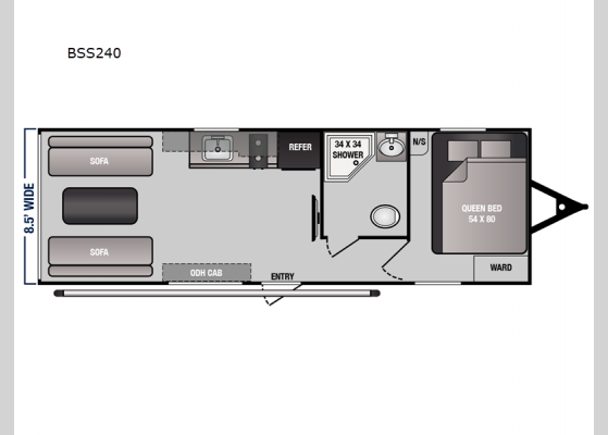 Floorplan - 2024 Blaze'n Limited BSS240 Toy Hauler Travel Trailer