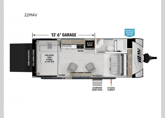 Floorplan - 2025 Momentum MAV 22MAV Toy Hauler Travel Trailer