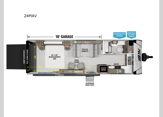 Floorplan - 2025 Momentum MAV 24MAV Toy Hauler Travel Trailer