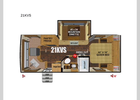 Floorplan - 2024 Creek Side Titanium Series 21KVS Travel Trailer