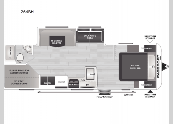 Floorplan - 2024 Passport SL 264BH Travel Trailer