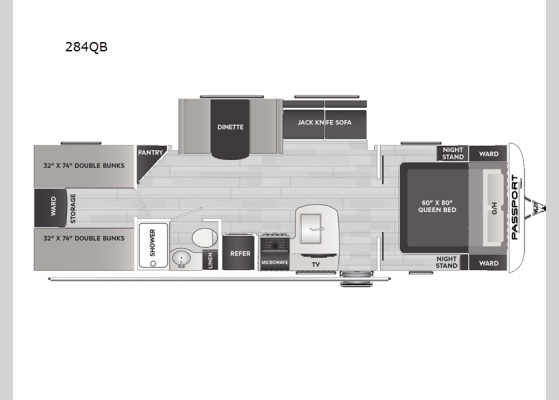 Floorplan - 2024 Passport SL 284QB Travel Trailer