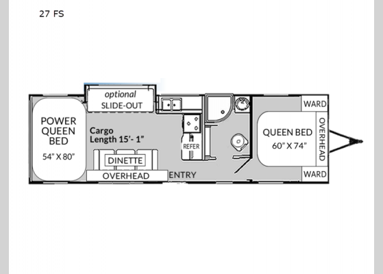 Floorplan - 2024 Genesis Supreme 27 FS Toy Hauler Travel Trailer