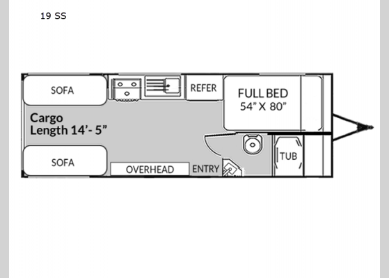 Floorplan - 2024 Genesis Supreme 19 SS Toy Hauler Travel Trailer