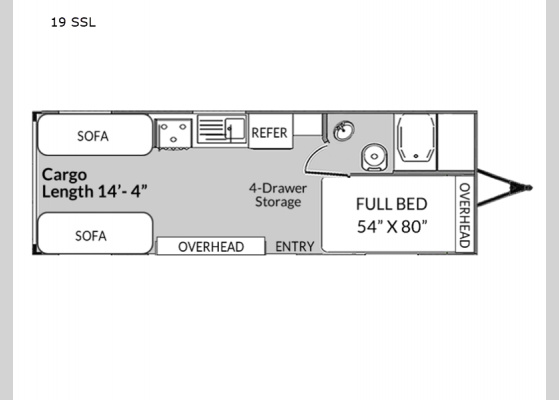 Floorplan - 2024 Genesis Supreme 19 SSL Toy Hauler Travel Trailer