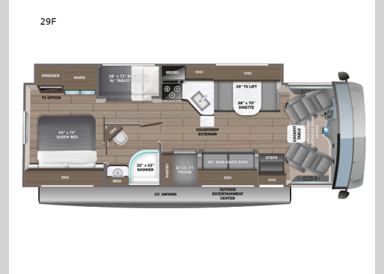 Floorplan - 2024 Alante 29F Motor Home Class A