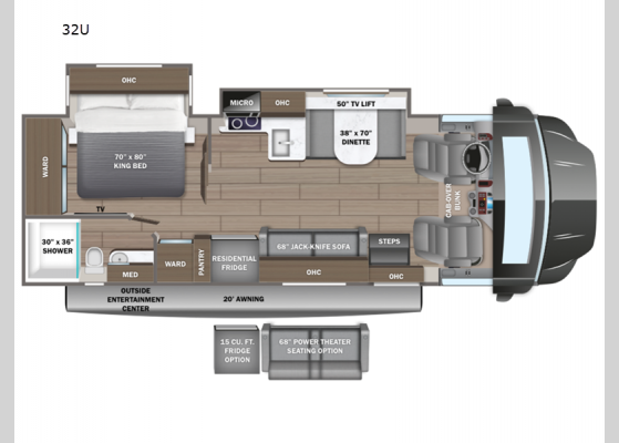 Floorplan - 2025 Accolade XT 32U Motor Home Super C - Diesel