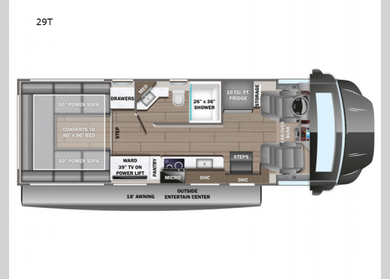 Floorplan - 2025 Accolade XT 29T Motor Home Super C - Diesel