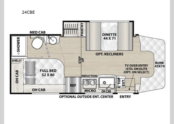 Floorplan - 2025 Prism Elite 24CBE Motor Home Class C - Diesel