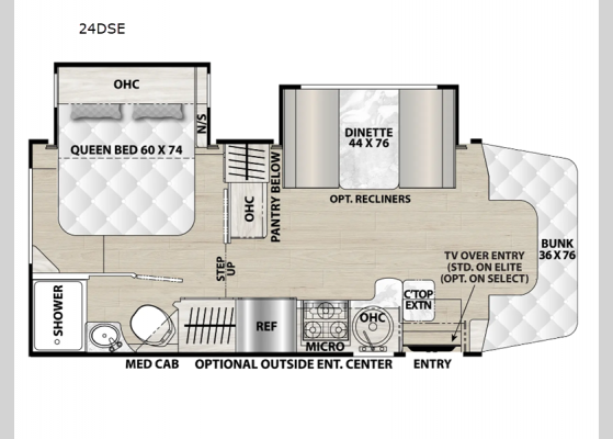 Floorplan - 2025 Prism Elite 24DSE Motor Home Class C - Diesel