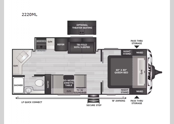 Floorplan - 2024 Bullet Crossfire Double Axle 2220ML Travel Trailer