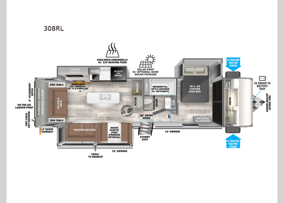 Floorplan - 2026 Salem Hemisphere 308RL Travel Trailer
