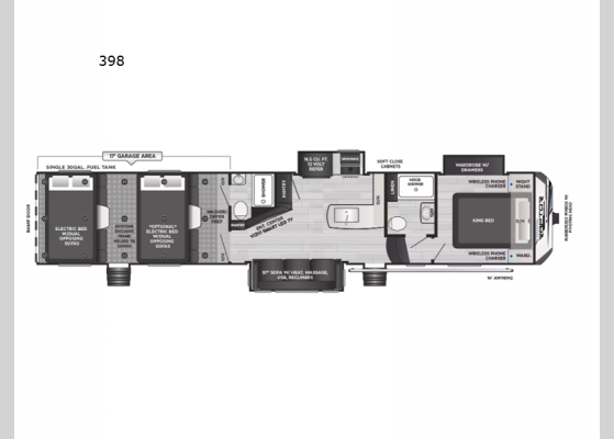 Floorplan - 2025 Raptor Carbon Series 398 Toy Hauler Fifth Wheel