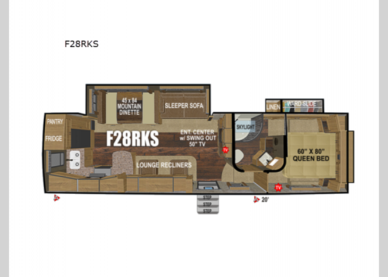 Floorplan - 2024 Glacier Peak Titanium Series F28RKS Fifth Wheel