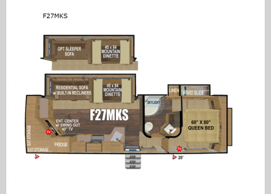 Floorplan - 2024 Glacier Peak Titanium Series F27MKS Fifth Wheel