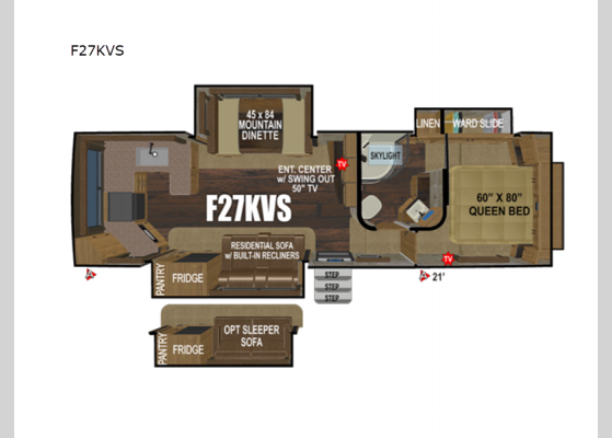 Floorplan - 2024 Glacier Peak Titanium Series F27KVS Fifth Wheel