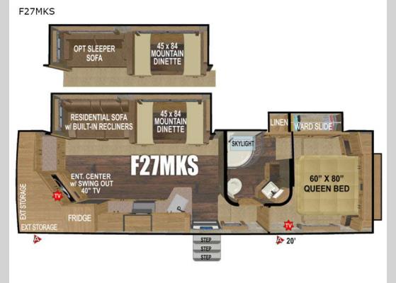 Floorplan - 2024 Glacier Peak Mountain Series F27MKS Fifth Wheel