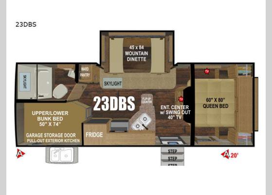 Floorplan - 2024 Timber Ridge Titanium Series 23DBS Travel Trailer