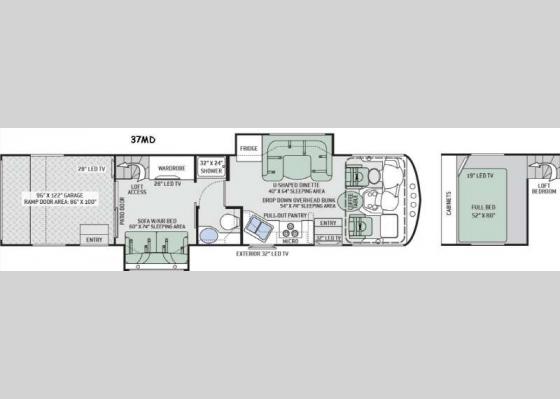Floorplan - 2016 Outlaw 37MD Motor Home Class A - Toy Hauler