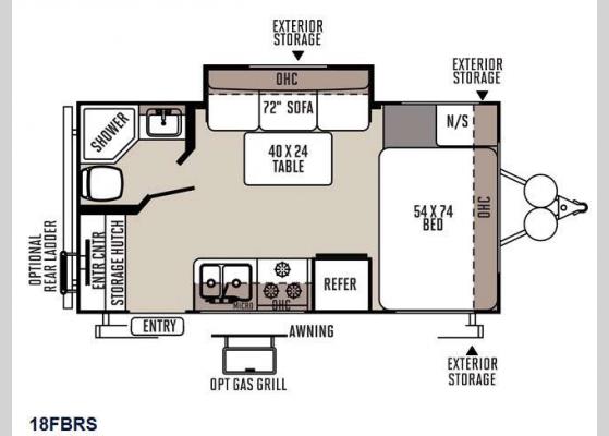 Floorplan - 2017 Flagstaff Micro Lite 18FBRS Travel Trailer