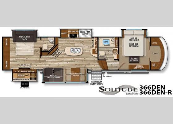 Floorplan - 2017 Solitude 366DEN R Fifth Wheel