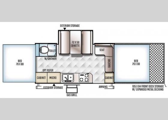 Floorplan - 2017 Flagstaff High Wall HW31SCTH Folding Pop-Up Camper