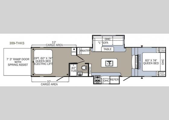 Floorplan - 2018 Puma Unleashed 359-THKS Toy Hauler Fifth Wheel