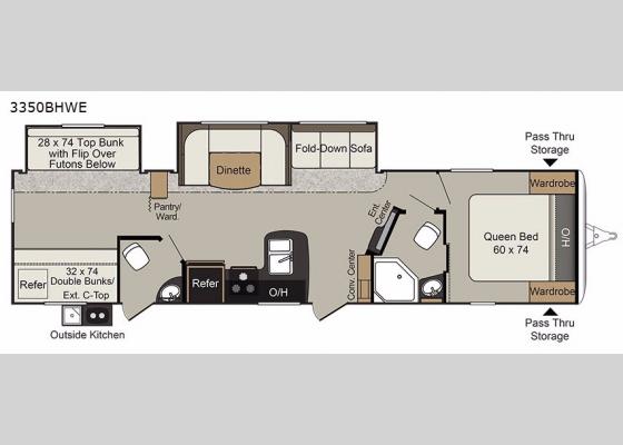 Floorplan - 2018 Passport 3350BHWE Grand Touring Travel Trailer