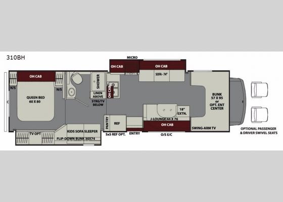 Floorplan - 2018 Leprechaun 310BH Ford 450 Motor Home Class C