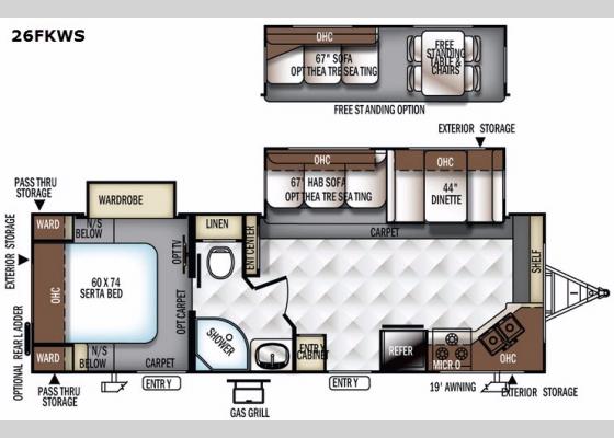 Floorplan - 2018 Flagstaff Super Lite 26FKWS Travel Trailer