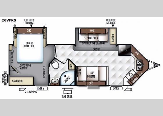 Floorplan - 2018 Flagstaff Super Lite 26VFKS Travel Trailer