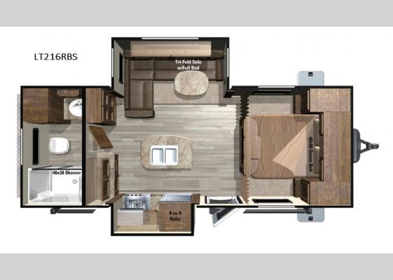 Floorplan - 2018 Open Range Light LT216RBS Travel Trailer