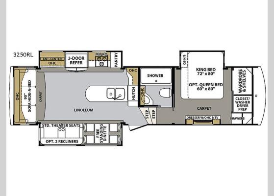 Floorplan - 2018 Cardinal 3250RL Fifth Wheel