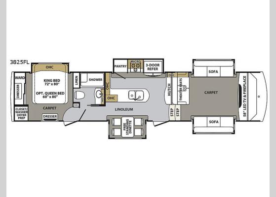 Floorplan - 2018 Cardinal 3825FL Fifth Wheel