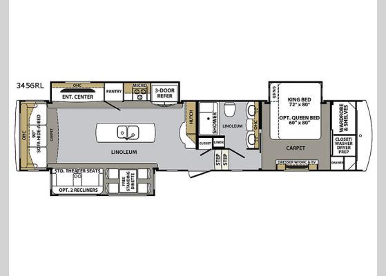 Floorplan - 2018 Cardinal 3456RL Fifth Wheel