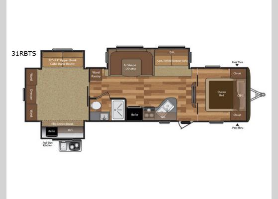 Floorplan - 2018 Hideout 31RBTS Travel Trailer